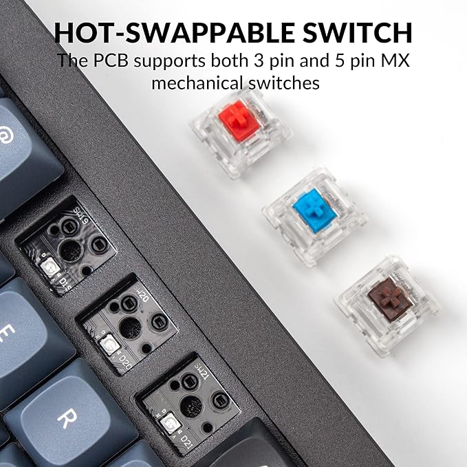 Keychron Q7 Wired Custom Mechanical Keyboard, 70% Layout QMK/VIA Programmable Macro with Hot-swappable Gateron G Pro Blue Switch Double Gasket Compatible with Mac Windows Linux (Black - New)