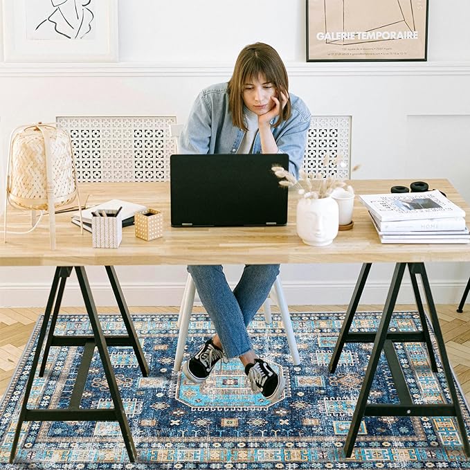 Office Chair Mat for Hardwood Floor, 48"x36" Easy Glide Computer Desk Mat Protector for Rolling Chair Under Desk Rug Nonslip Backing, Machine Wash (Modern)