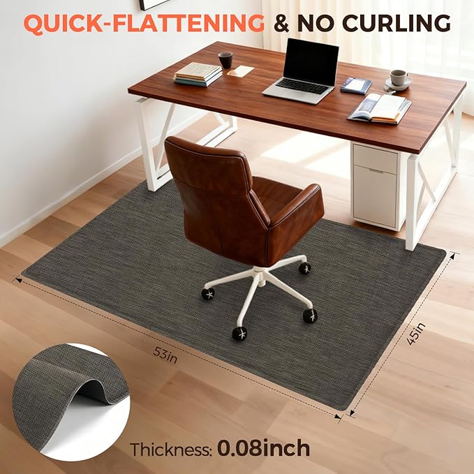 BAGAIL Office Chair Mat for Hardwood Floor, 45"x53" Heavy Duty Computer Chair Mat - Fast Flat & Smooth Glide - Non-Slip Desk Chair Floor Protector for Home Office - Dark Brown