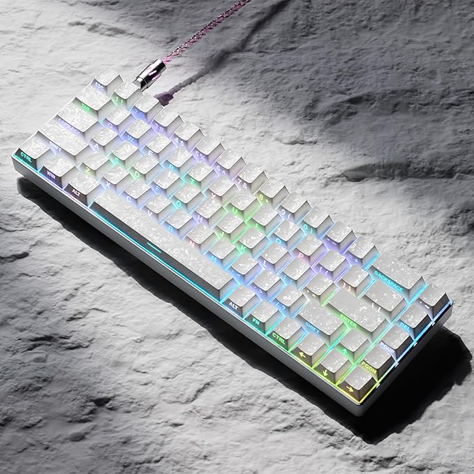 XVX White Shine Through Keycaps, Forged Carbon-Look Cherry Profile Keycap Set, 140-Key Keyboard Keycaps Fit for ANSI Layout MX Switches Mechanical Keyboard