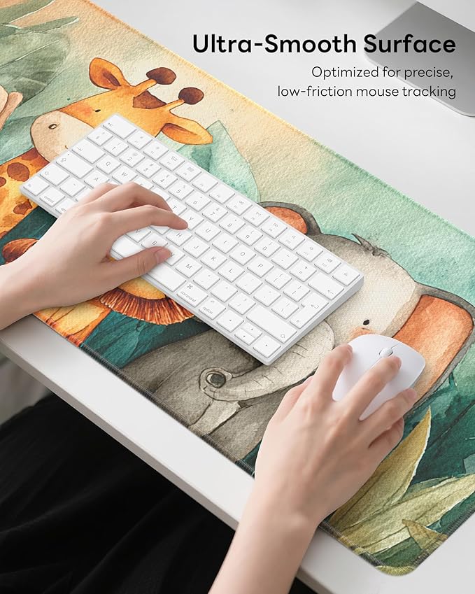 Jungle Mouse Pad, 31.5 x 11.8 Large Desk Mat with Stitched Edges & Non-Slip Base, Mousepad for Office, Home, Work
