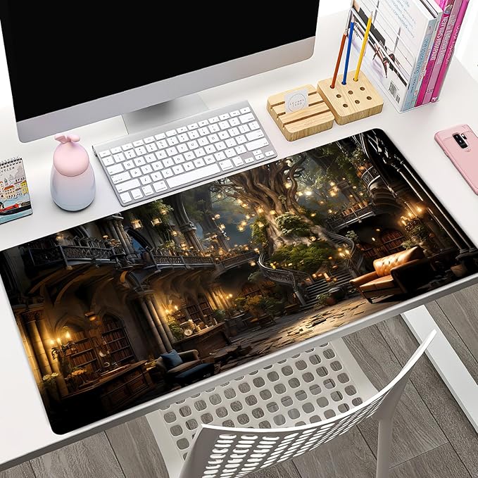 Vintage Aesthetic Desk Mat Adventure Extended Mouse Pad Large Gaming Mousepad XXL Dark Academia Desk Pad Laptop Computer Mouse Keyboard Mat 31.5 x 15.7 in for Office Desk Decor