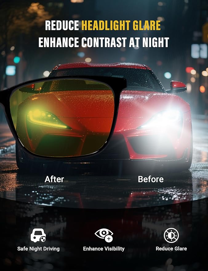 TIJN Sleep Glasses for 99.9% TR90 Blue Green Light Blocking Dual AR Coatings Red Lens for Computer Gaming Reduce Eyestrain, Multi Color