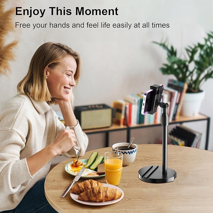 Telescopic Webcam Tripod Stand for Desk with Phone Holder, Desktop Webcam Mount Compatible with C922 C930e C920S C920 C615 C960 C920x Brio 4K, Table Phone Stand with 1/4'' Thread