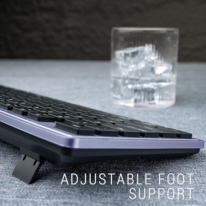 Wireless Keyboard and Mouse, 2.4GHz Cordless Silent Keyboard Mouse Combo, Optical Mouse, Plug and Play USB Receiver, Compatible with Windows, Mac, Laptop, and PC – Ideal for Office Use（Black Purple）