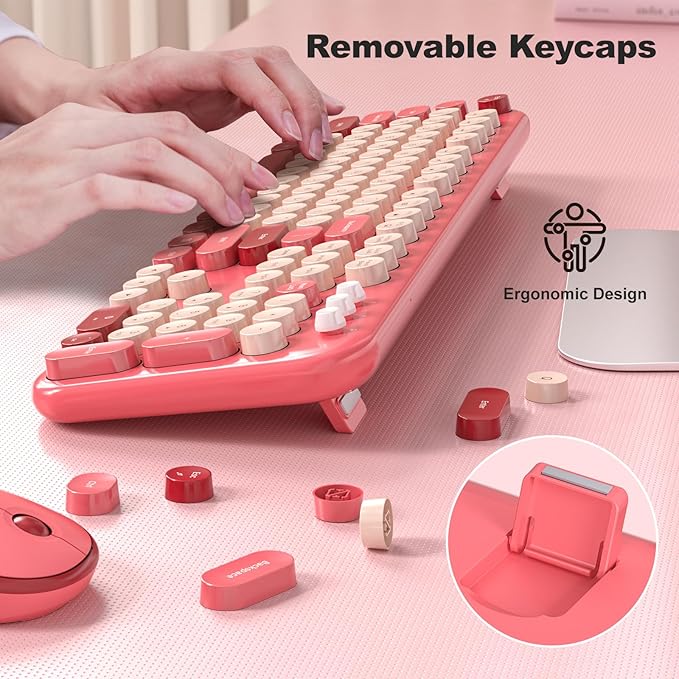 Wireless Keyboard Mouse Combo, Typewriter Full Size Keyboard with Number Pad and 2 in 1 USB Connected Mouse for Windows 7/8/10, Laptop, Desktop, PC, Computer