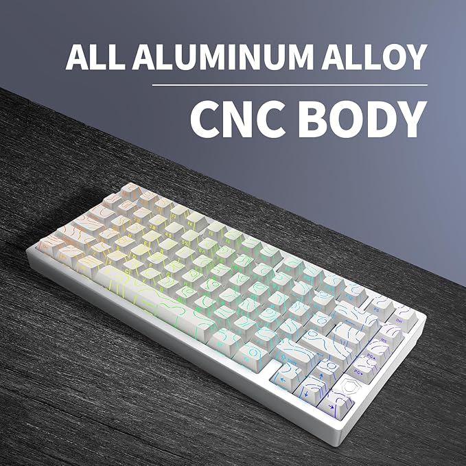 MG75PRO 81 Keys Wired Magnetic Switch Mechanical Keyboard, Hall Effect, 8KHZ/ARGB/CNC Aluminum, Gasket Structure Gaming Keyboard(White)