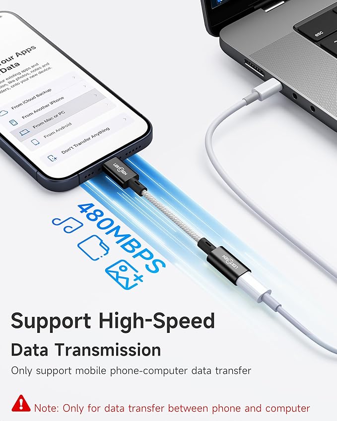 2 Pack Lightning to USB C Adapter, Fast Charging & Data Sync Adapter for iPhone 17 16 15 Pro Max Plus to USB-C, Compatible with Samsung S25/S24/S23, Not for Audio/OTG