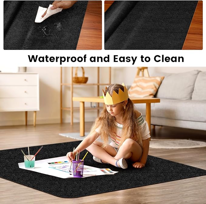 Office Chair Mat for Hardwood Floor: 63" x 51" Extra Large Black Office Chair Mats, Anti-Slip Rubber Floor Mat for Gaming Rolling Chair, Heavy Duty Protector for L Desk, Home, Gaming Easy Glide