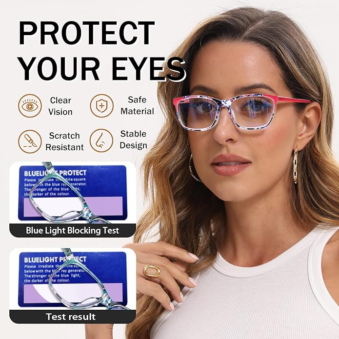 SIGVAN Ladies Reading Glasses Blue Light Blocking Spring Hinge Fashion Pattern Print Eyeglasses for Women