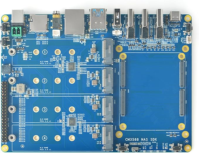 WayPonEV CM3588 NAS Network Storage CPU Module, 4/8/16/32GB RAM, up to 256GB eMMC, 8-core Rockchip RK3588 Chip – 6.0TOPS NPU for Cloud Server, Laptop Alternatives and AI Deep Learning (Carrier Board)