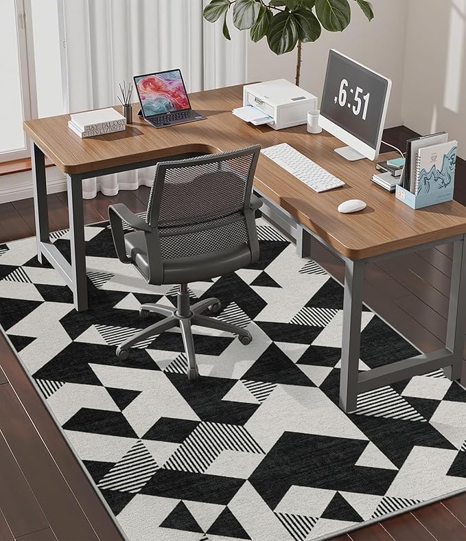 chakme Office Chair Mat for Hardwood Floor, 60"x45" Easy Glide Computer Desk Mat Protector for Rolling Chair Under Desk Rug Nonslip Backing, Machine Wash, (Geometry)