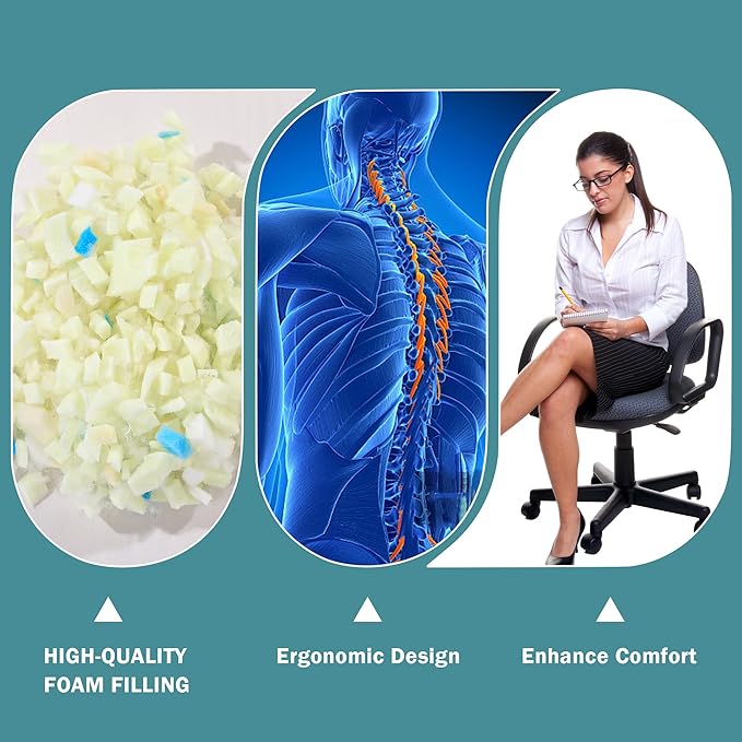 ROYALAY 2 Pcs Neck Pillow Lumbar Support for Recliner, Back Pillow for Chair with Adjustable Headrest Pillow, Back Rest Pillow for Office Chairs, Recliners,Sofa, Couch