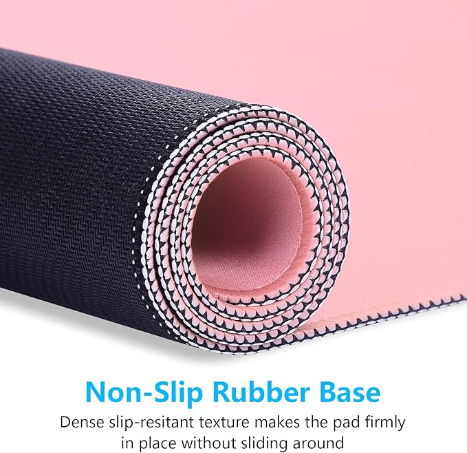 Dapesuom Large Gaming Mouse Pad, Extended Mouse Mat with Stitched Edges, Full Size Keyboard Pad with Non-Slip Base, Big XXL Computer Desk Mats for Gamer, Laptop, Office, 31.5 x 15.7in, Pink