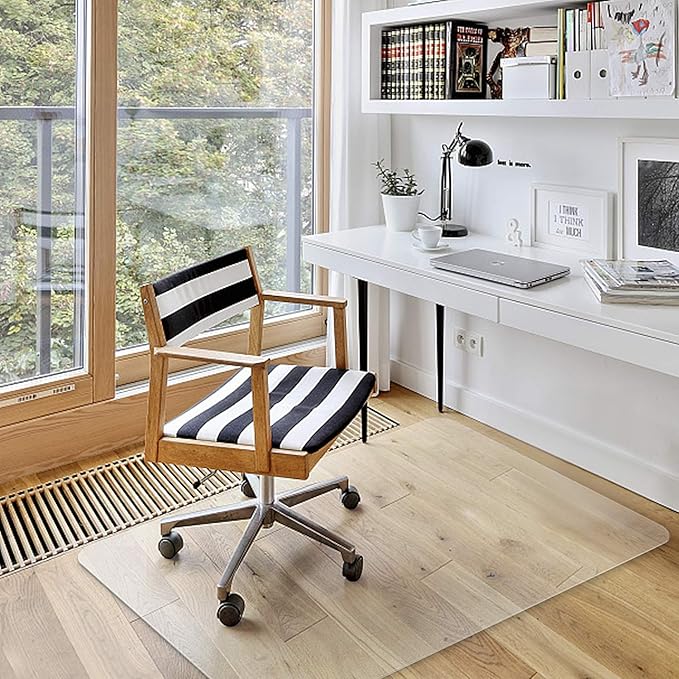 Azadx Office Chair Mat for Hard Floors 48 X 48, Clear PVC Hardwood Floor Mat, Durable Plastic Floor Protector for Home and Office use (48" X 48" Rectangle)