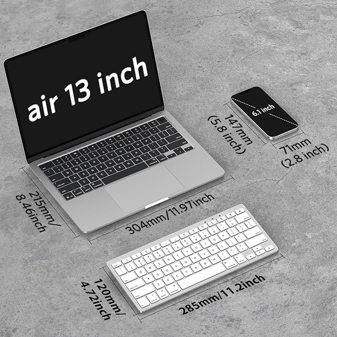 OMOTON Bluetooth Keyboard Compatible with Mac ONLY, Compact Wireless Keyboard Compatible with MacBook Pro/Air, iMac, Mac mini/Pro, Silver