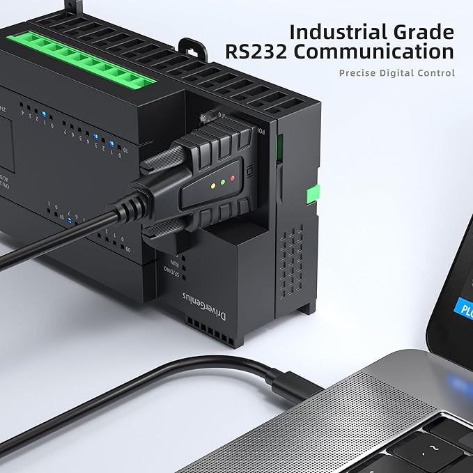 DriverGenius SerialEdgeX Series | USB-C to RS232 (DB9) Adapter with 3 LED Indicators (TX, RX, PWR), Compatible with Windows 11 and macOS 15 【USB232A-B-C, 2-Pack】