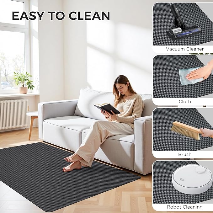 Sycoodeal Office Chair Mat for Hardwood & Tile Floor, 36" x 48" Computer Gaming Chair Mat for Rolling Chairs Non-Curve, Anti-Slip, Heavy Duty Floor Protector for Home Office (Dark Grey)