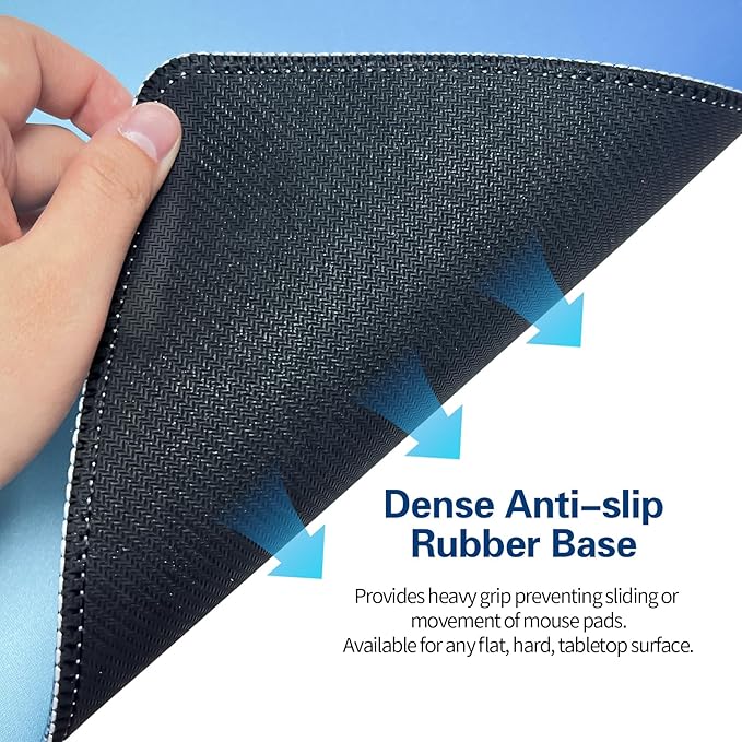 Bloss Small Mouse Pad for Gaming, Desk Pad Mat for Keyboard and Mouse, Gradient Blue Desk Mousepad with Stitched Edges, Computer Mouse Pad(11.8 x 9.8 x 0.12 Inches)