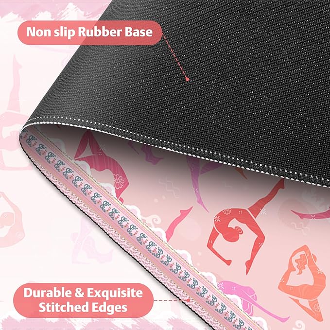 Desk Pad for Keyboard and Mouse, Large Mouse Pad for Desk, Non-Slip Keyboard Mat, Computer Mats for Desk, Desk Pad with Stitched Edges for Office, Gaming I Gift for Yoga Dancing Girl