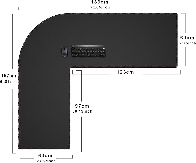 ZORESYN L Shaped Desk Mat (72+62) x23.6 Inch (Black) - XXL Reversible Corner Desk Pad, Waterproof PU Leather Desktop Protector for Gaming, Office & Home