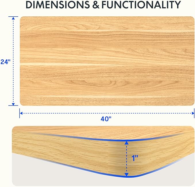FLEXISPOT Whole Piece 40"x24" Desktop 1" Thickness Height Adjustable Desk Rectangular Tabletop Maple Board (42INCH Maple Top)