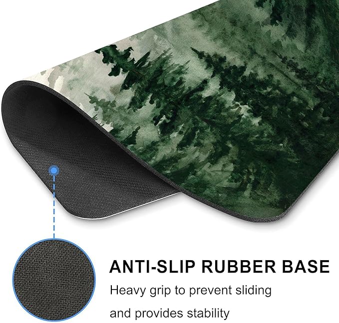 Green Forest Mouse Pad Mountain Tree Desk Mousepad Computer Gaming Office Small Cute Aesthetic Vintage Christmas Large Wireless Mat Desktop Laptop Travel Square Medium Accessories Supplies