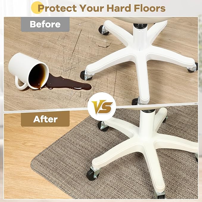 BesWin Large Office Chair Mat for Hardwood Floor, 48" x 60" Desk Floor Mat for Rolling Chair, Heavy Duty Anti-Slip Floor Protector Rug for Home Office, Brown