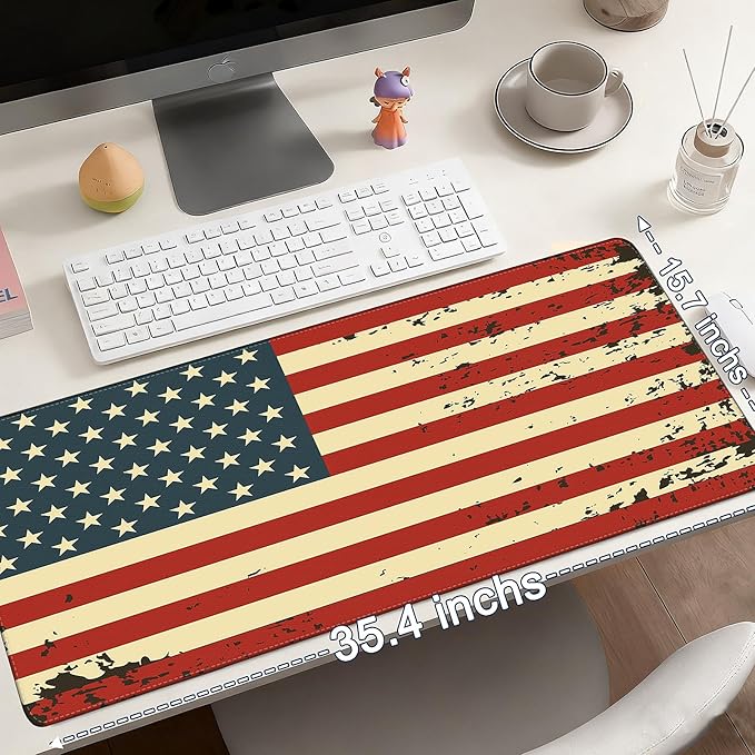 Mouse Pad Gaming - Desk Mat for Keyboard and Mouse - American Antique Flag Large Mouse Pads for Desk, Desks Pad Mat(35.4" X 15.7") with Non-Slip Base, Gaming Mousepad for Game, Office and Home