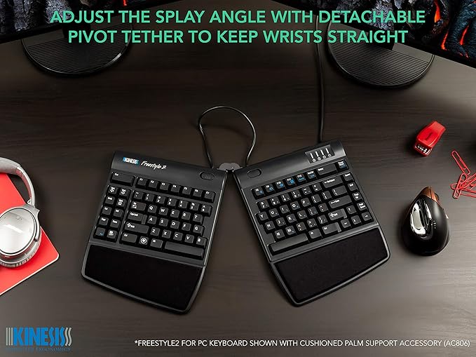 KINESIS Freestyle2 Ergonomic Keyboard for PC (9" or 20" Separation) (9" Separation)
