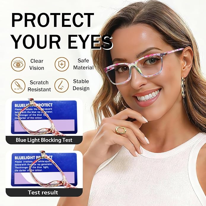 SIGVAN Ladies Reading Glasses Blue Light Blocking Spring Hinge Fashion Pattern Print Eyeglasses for Women