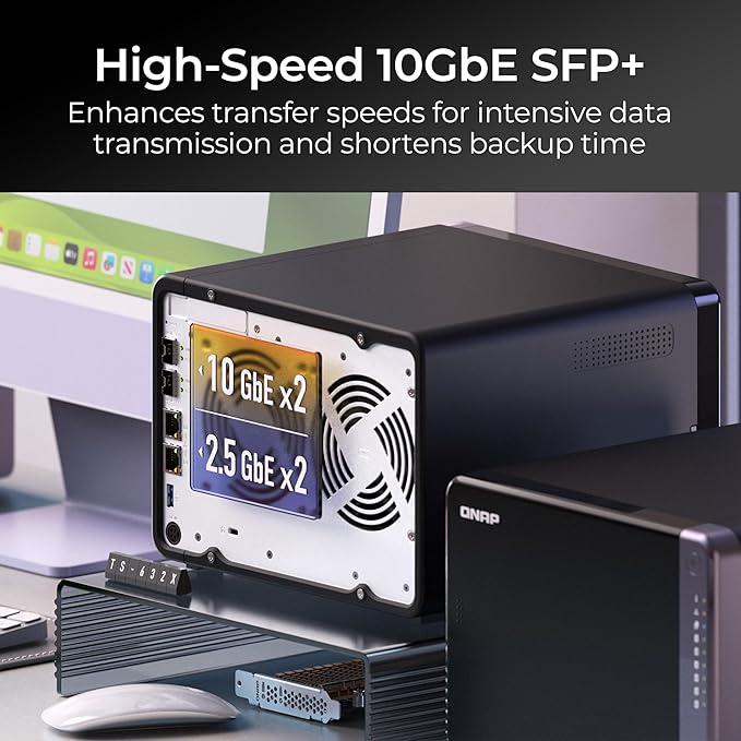QNAP TS-632X-4G-US 6 Bay 10GbE Desktop NAS with ARM Alpine AL524 Quad-core Processor and 4 GB DDR4 RAM (Diskless)