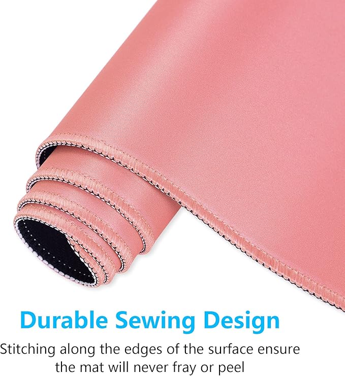 Dapesuom Large Mouse Pad, Extended Gaming Mouse Mat with Stitched Edges, Full Size Desk Mats with Non-Slip Base, Computer Big Desktop Keyboard Pad for Gamer, Laptop, Office, 23.6 x 11.8 in, Rose Pink