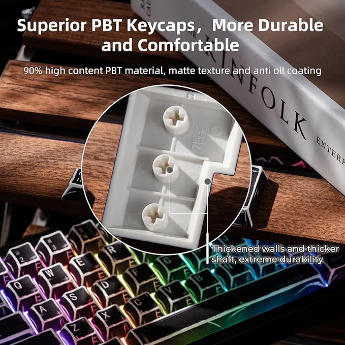 XVX Black Translucent Keycaps,PBT Keycap Set Cherry Profile,Dye Sublimation Graffiti Keyboard Keycaps Suitable for 60% 65% 75% 80% 100% MX Switches Mechanical Keyboard