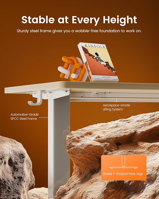 ErGear Height Adjustable Electric Standing Desk, 71 x 30 Inches Sit Stand up Desk, Memory Computer Home Office Desk, Natural