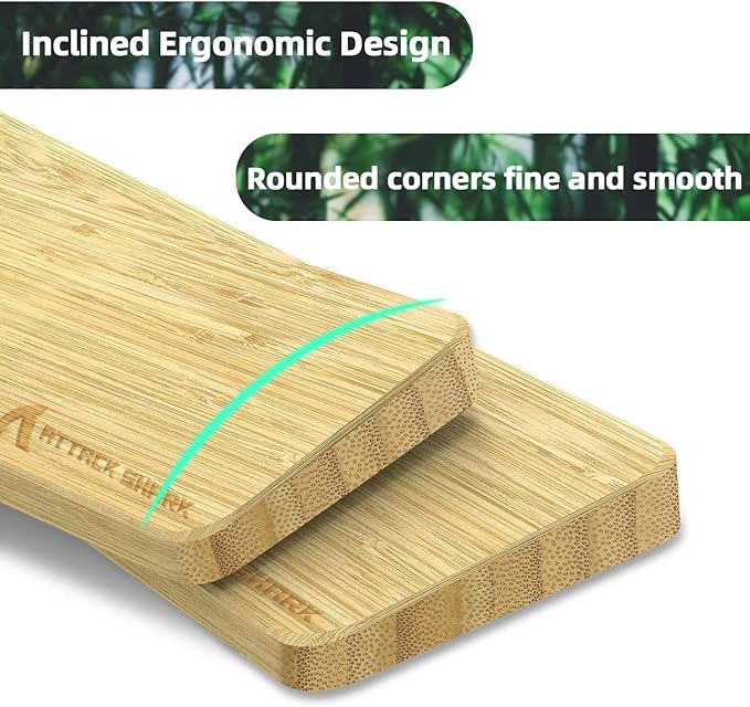 ATTACK SHARK Bamboo Wrist Rest for Computer Keyboard，Ergonomic Hard Palm Rest for Comfortable Typing Pain Relief，Anti-Slip Wrist Support for Office, Gaming, Laptop (87 Key)