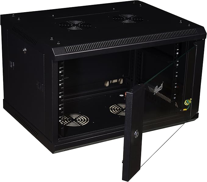Rosewill Professional 6U Wall mount Cabinet Enclosure 19-Inch Server Network Rack With Locking Glass Door 16-Inches Deep Black (RSWM-6U001)