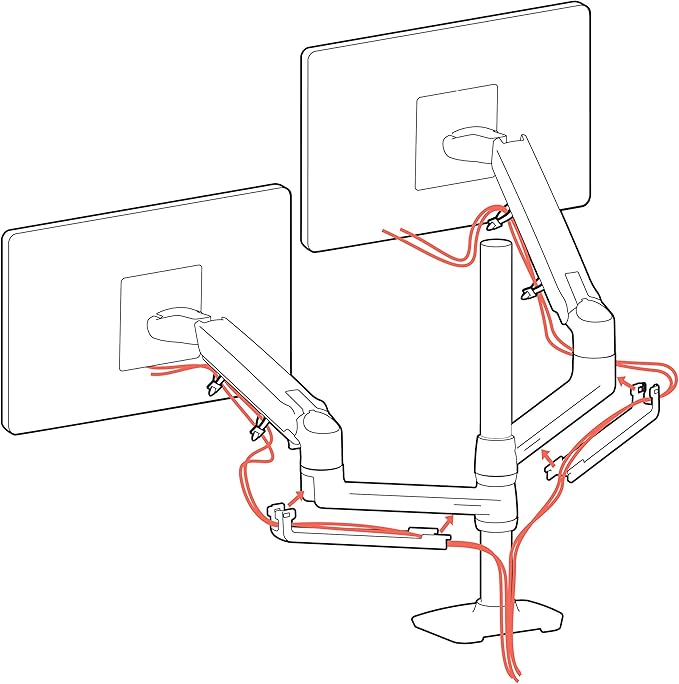 Ergotron – LX Vertical Stacking Dual Monitor Arm, VESA Desk Mount – for 2 Monitors Up to 40 Inches, 7 to 22 lbs Each – Tall Pole, White