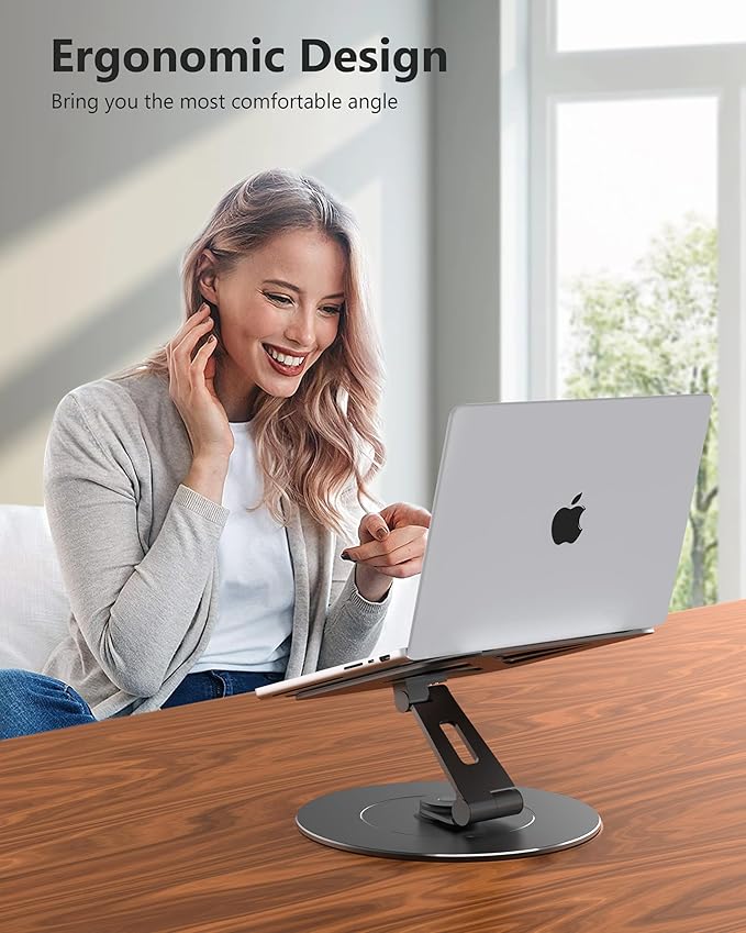 Ultra-Stable Laptop Stand for Desk with Larger Base, Desktop Organizer, Military-Grade Aluminum Anti-Loosening Structure - Height Adjustable Printer Stand Suitable for 10-17.3 inch