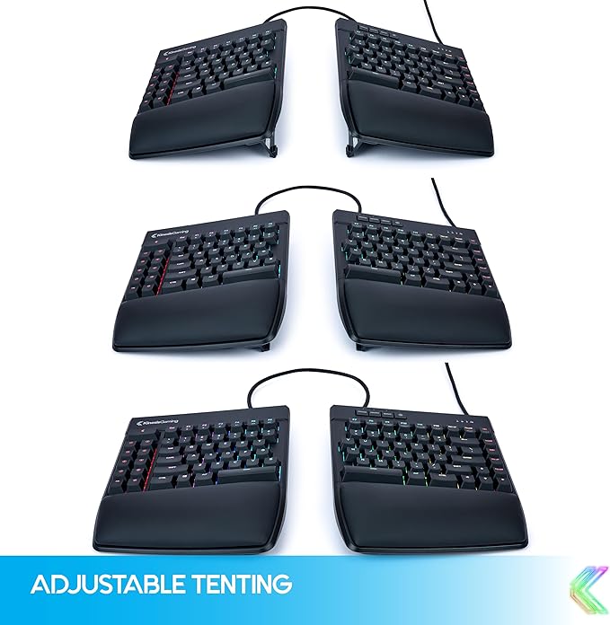 KINESIS Freestyle Edge RGB Plus Split Mechanical Keyboard | Hotswap Tactile Switches | RGB | Ergonomic | Detachable Palm Support | Fully Programmable | Mac Keycaps Included | Lift Kit Included