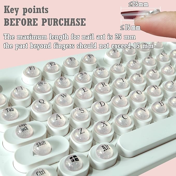 Full Keyboard Keys Riser for Long Nails Typing and Gaming, 128 Pcs Self-Adhesive Symbolic and Alphanumeric Silicone Keys for Keyboards and Laptop (Cat Eye-Pink)