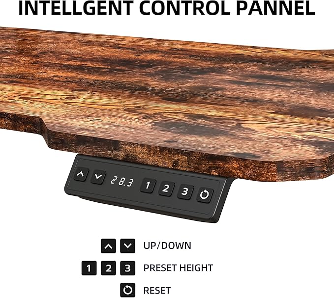 59 Inch L Shaped Standing Desk with Shelves and Keyboard, Electric Corner Standing Desk Adjustable Height, Sit Stand Computer Table with Reversiable Splice Board，Rustic Brown