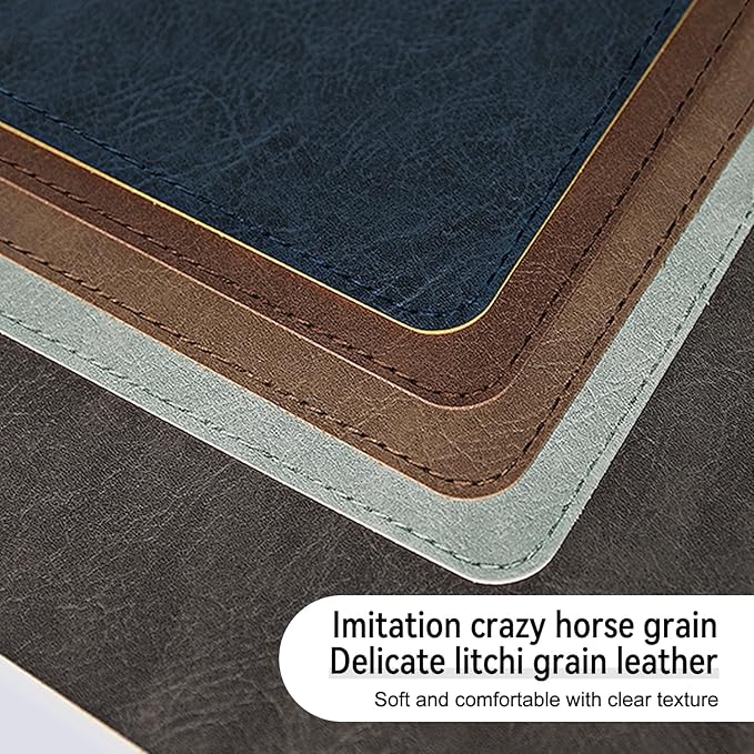 Imitation Crazy Horse Leather Desk Mat - Waterproof Desk Pad - Ideal for Large Mouse Pad and Desk Mats on Top of Desks (Green+Gray, 25"*13")