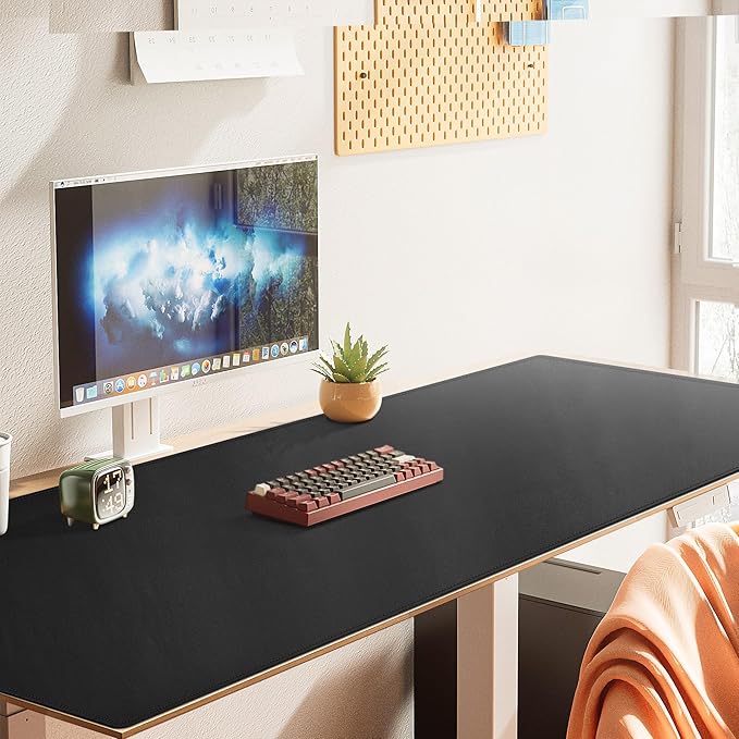Cacoy 55" x 31.5" PU Leather Desk Mat, Oversized Waterproof Desk Pad Protector, XXL Large Gaming Mouse Pad & Keyboard Cover, Dual-Side Office Desk Blotter Mat for Computer, Home & Work (Black)