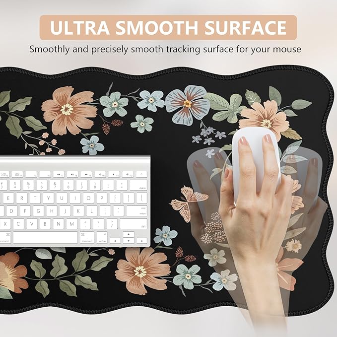 iCasso Desk Matt for Desktop, Black Desk Mat, Cute Desk Pad Mat, XXL Large Mouse Pad for Desk, Anti-Slip Big Mousepad with Stitched Edges, Keyboard Pad Mouse Mat for Computer(Black)