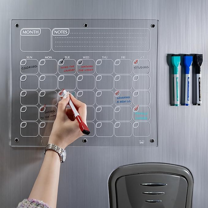 Mr. Pen- Dry Erase Calendar for Fridge, Magnetic, 14.7 x 11.8, Magnetic Calendar with 4 Dry Erase Markers, Magnetic Calendar for Fridge, Magnetic Whiteboard Calendar, Dry Erase Fridge Calendar