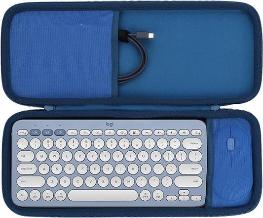 Hard Carry Case Compatible with Logitech Pebble Keys 2 Combo K380s K380 Keyboard + M350 Pebble Mouse Combo (Blue Case)