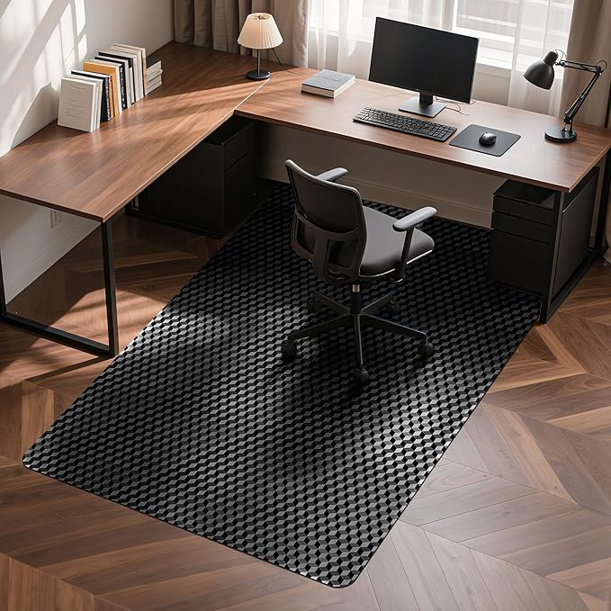BesWin Office Chair Mat for Hard Floors, 48" x 60" Heavy Duty Large Computer Desk Chair Mats for Hardwood Floor, Anti-Slip Under Chair Floor Protector Mat for Home Office, Gaming - Black