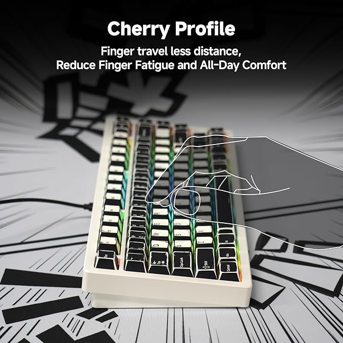 137 Versatile PBT Keycaps, No Tearing, Never Fade & Non-Slip, Black & White RGB Backlit Keycaps for Mechanical Keyboard (Typing, Gaming, Anime Passion), Ergonomic (Doubleshot MX, Fit All Layout)