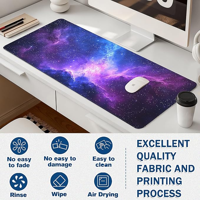 Mouse Pad Gaming - Desk Mat for Keyboard and Mouse - Galaxy Space Large Mouse Pad for Desk, Mousepad (35.4" X 15.7") with Non-Slip Base, Desks Pad Mat for Gaming, Office and Home